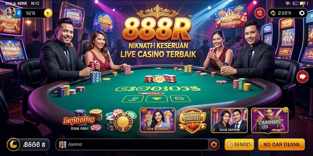 Tampilan permainan Live Casino yang memukau dalam 888R.