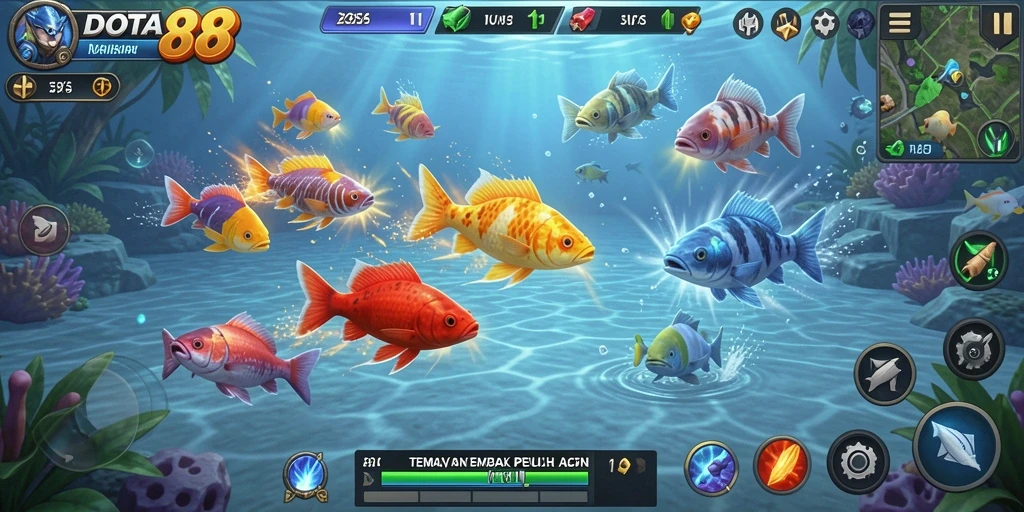 Screenshot DOTA88 menampilkan aksi menembak ikan yang seru.