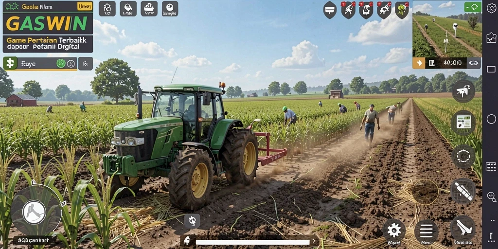 Gameplay GASWIN yang menarik dalam dunia pertanian digital.