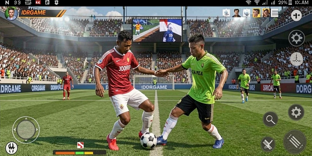 Tangkapan layar utama menunjukkan aksi mendebarkan dalam permainan olahraga.