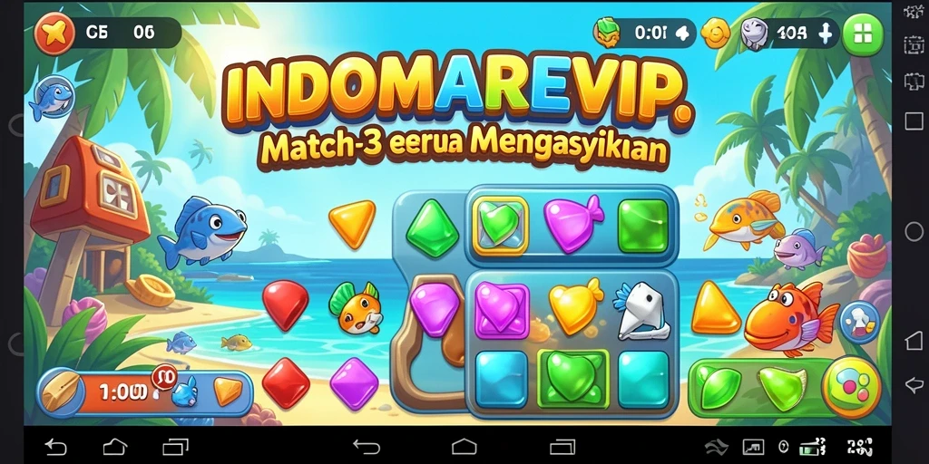 Screenshot gameplay INDOMAREVIP yang menunjukkan keseruan permainan Match-3.