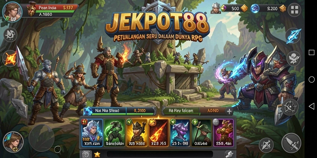 Gameplay seru JEKPOT88 dalam pertempuran RPG yang mendebarkan.
