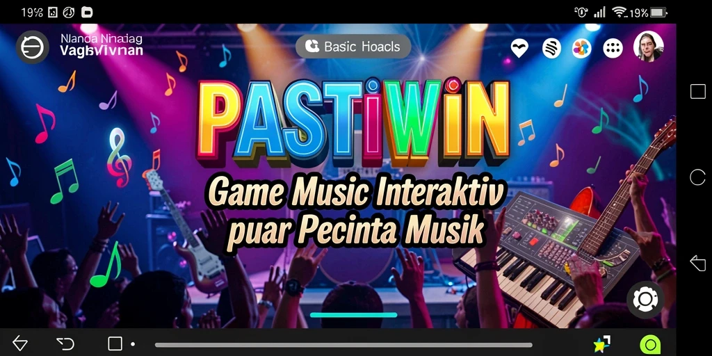 Tampilan gameplay PASTIWIN dengan interaksi musik yang menarik.