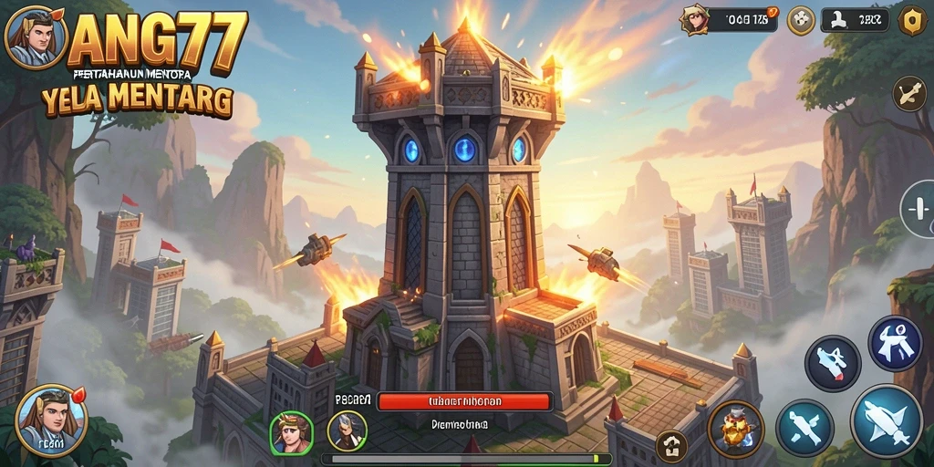 Tampilan gameplay menara dalam UANG77 yang menegangkan.